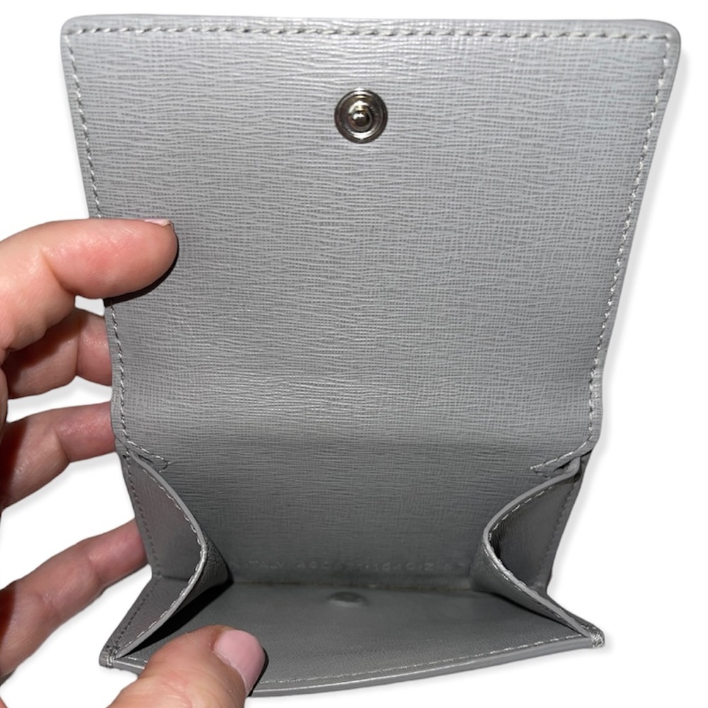 BALENCIAGA Mini Wallet Grey Saffiano Leather Trifold Wallet Dust Bag Box EUC - Picture 3 of 13
